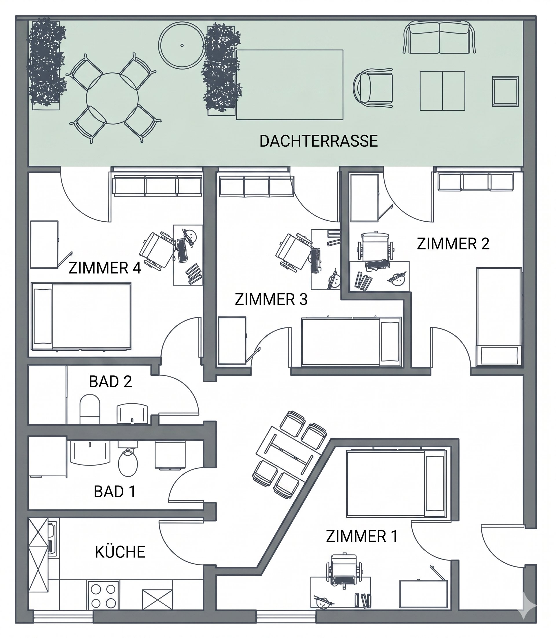 Grundriss nachher — 4,5 Zimmer